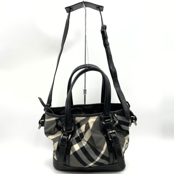 Burberry Plaid Nylon 2way Pattern Shoulder Black - Picture 1 of 7